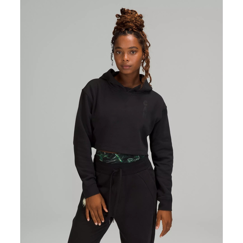 LULULEMON Team Canada All Yours Cropped Hoodie CPC Logo Size 12 Washed Black